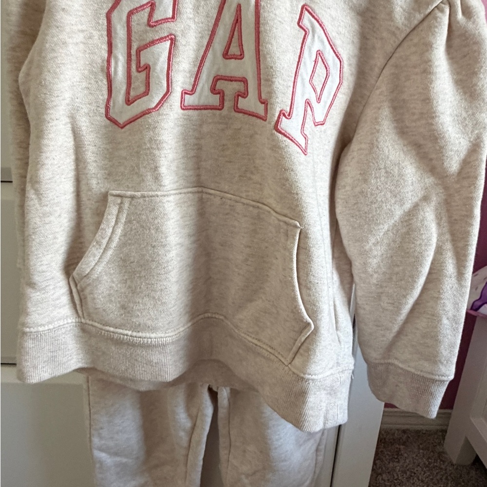 GAP Cream Hoodie with Pink Logo